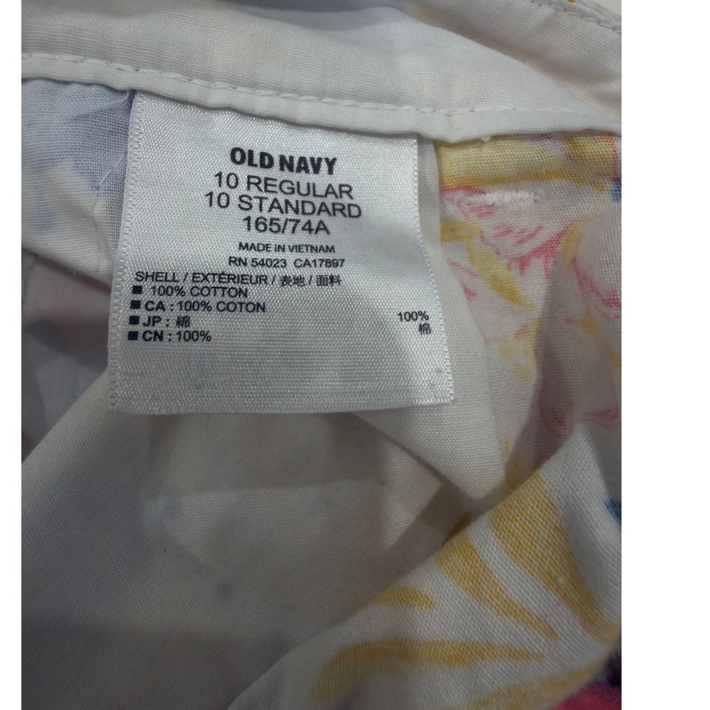 Old Navy Floral Chino Shorts Womens10 Tropical Hibiscus Palm Print Cotton Summer - Picture 5 of 8